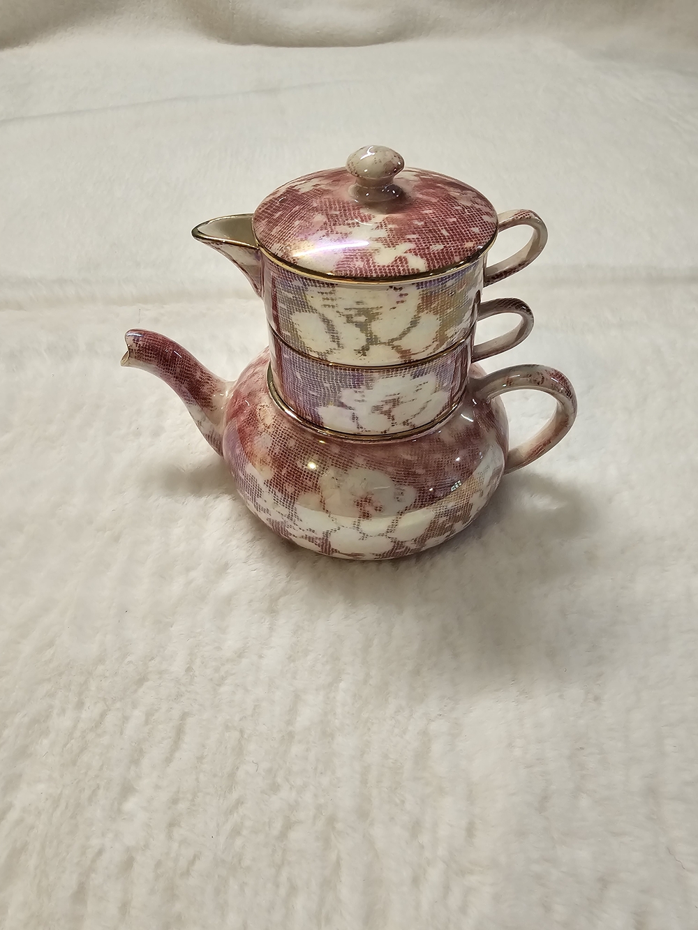Vintage Royal Winton Brocade Cranberry Iridescent Teapot